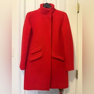 Red J. Crew Cocoon Wool Coat/Overcoat
